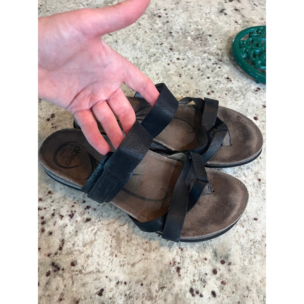 Abeo B.I.O.system Black Leather Strappy Comfort Sandals Womens Size 8